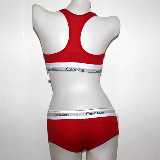 Conjunto Sujetador y Boxer Calvin Klein Mujer Blanco Rojo - Haga un click en la imagen para cerrar